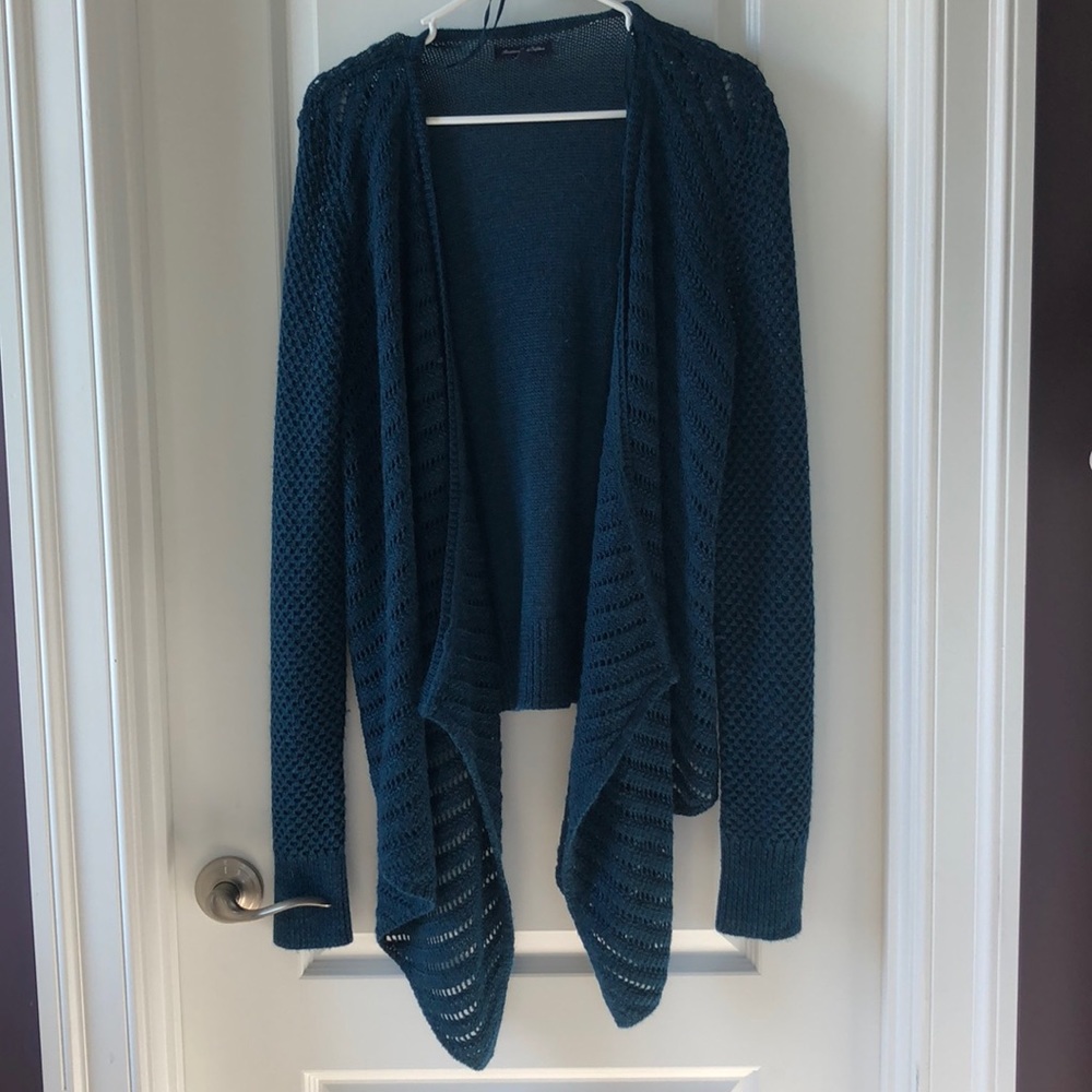 Blue American Eagle High Low Sweater Cardigan